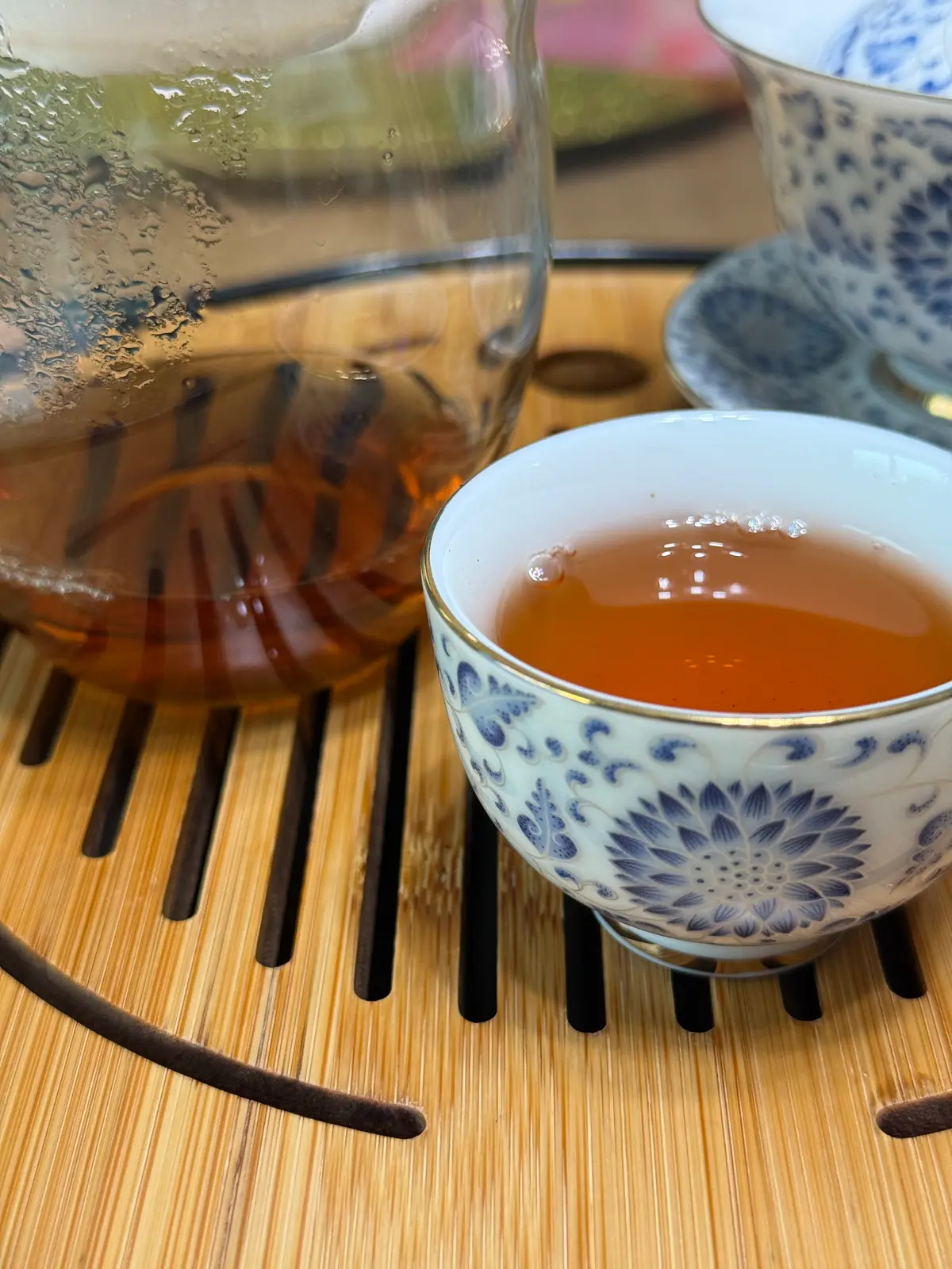 13-Year Aged Da Hong Pao — first steep, gold-amber liquor